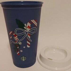 FUN STARBUCKS To Go Drink Cup Colour Changing CANDY CANE Plastic 16 fl oz 473oz.